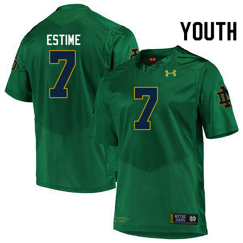 Youth #7 Audric Estime Notre Dame Fighting Irish College Football Jerseys Stitched-Green